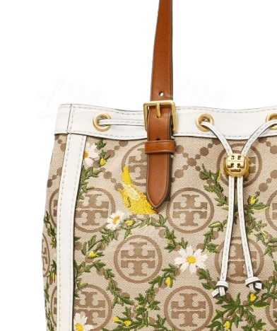 Tory Burch Logo Monogram Jacquard Bucket Bag - Hazel