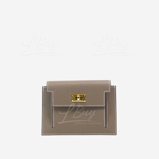 Hermes Kelly Pocket Compact Wallet Etoupe ghw