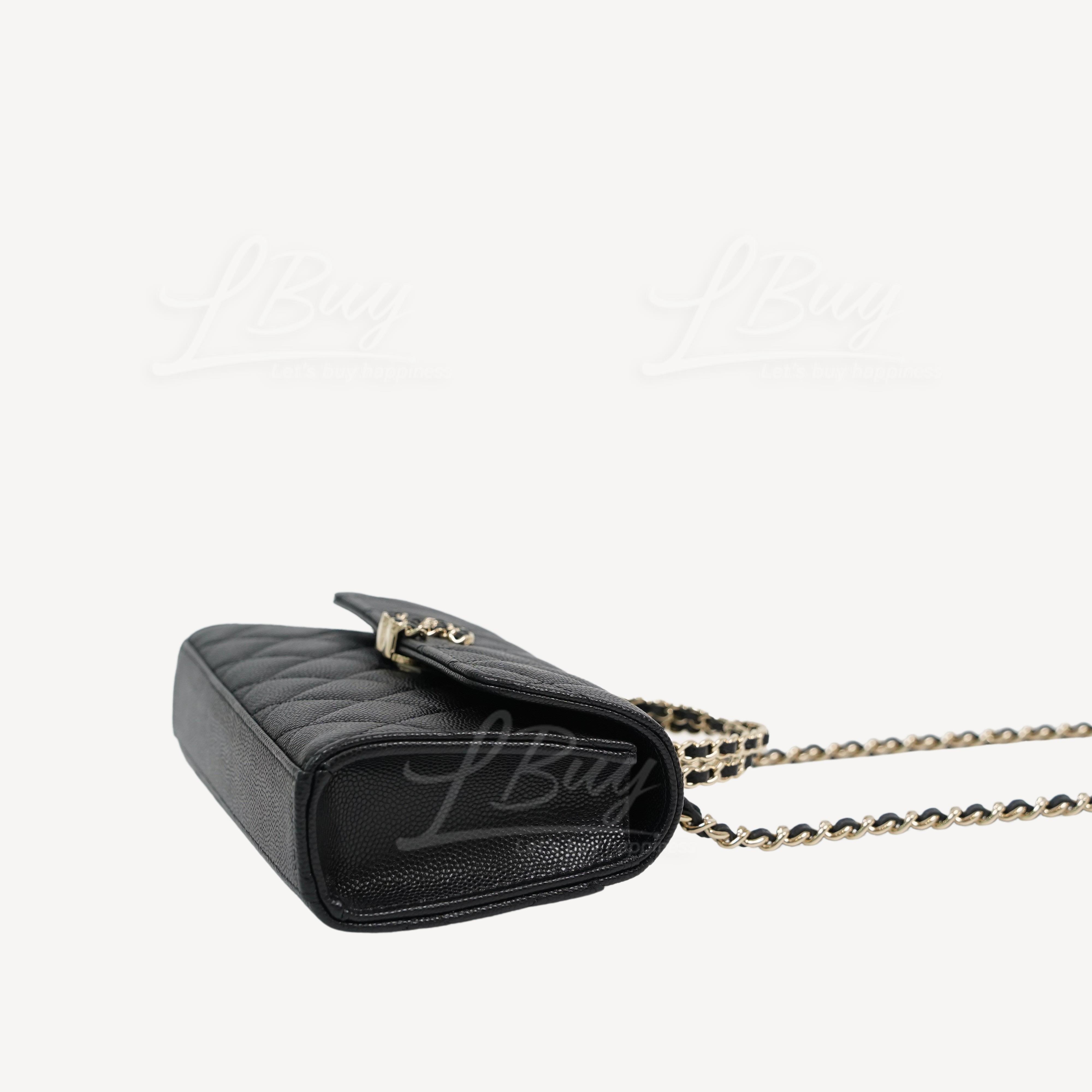 CHANEL-Chanel Leather Chain Strap CC Logo Handle Black Flap Bag AP3238