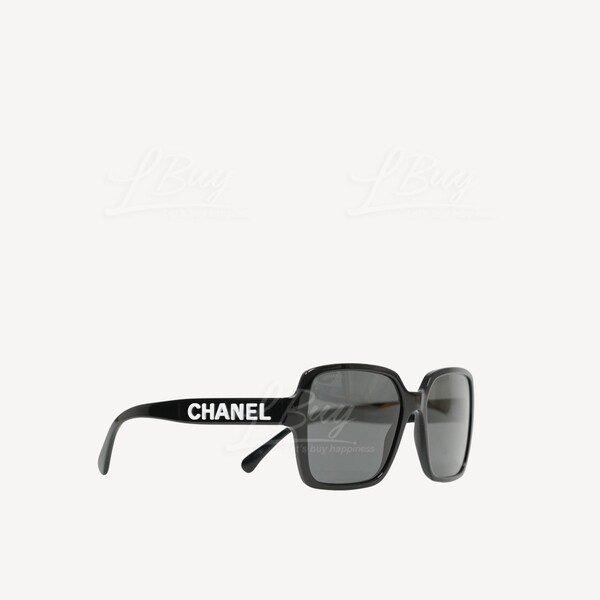 CHANEL-Chanel Square Black Frame White Logo Sunglasses 0CH5408