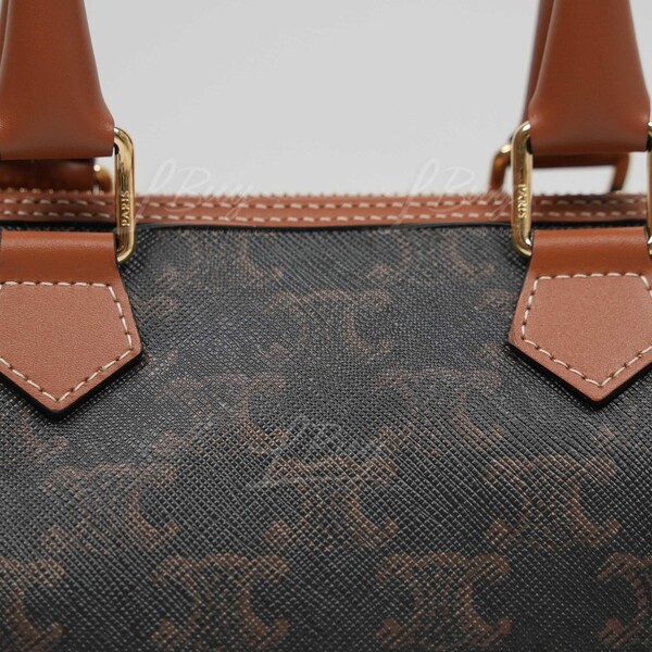 SMALL BOSTON CUIR TRIOMPHE in Triomphe Canvas and calfskin