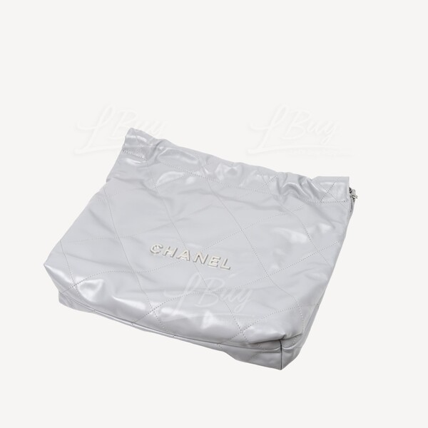 CHANEL-Chanel 22 Handbag Siver Logo Small Grey AS3260B