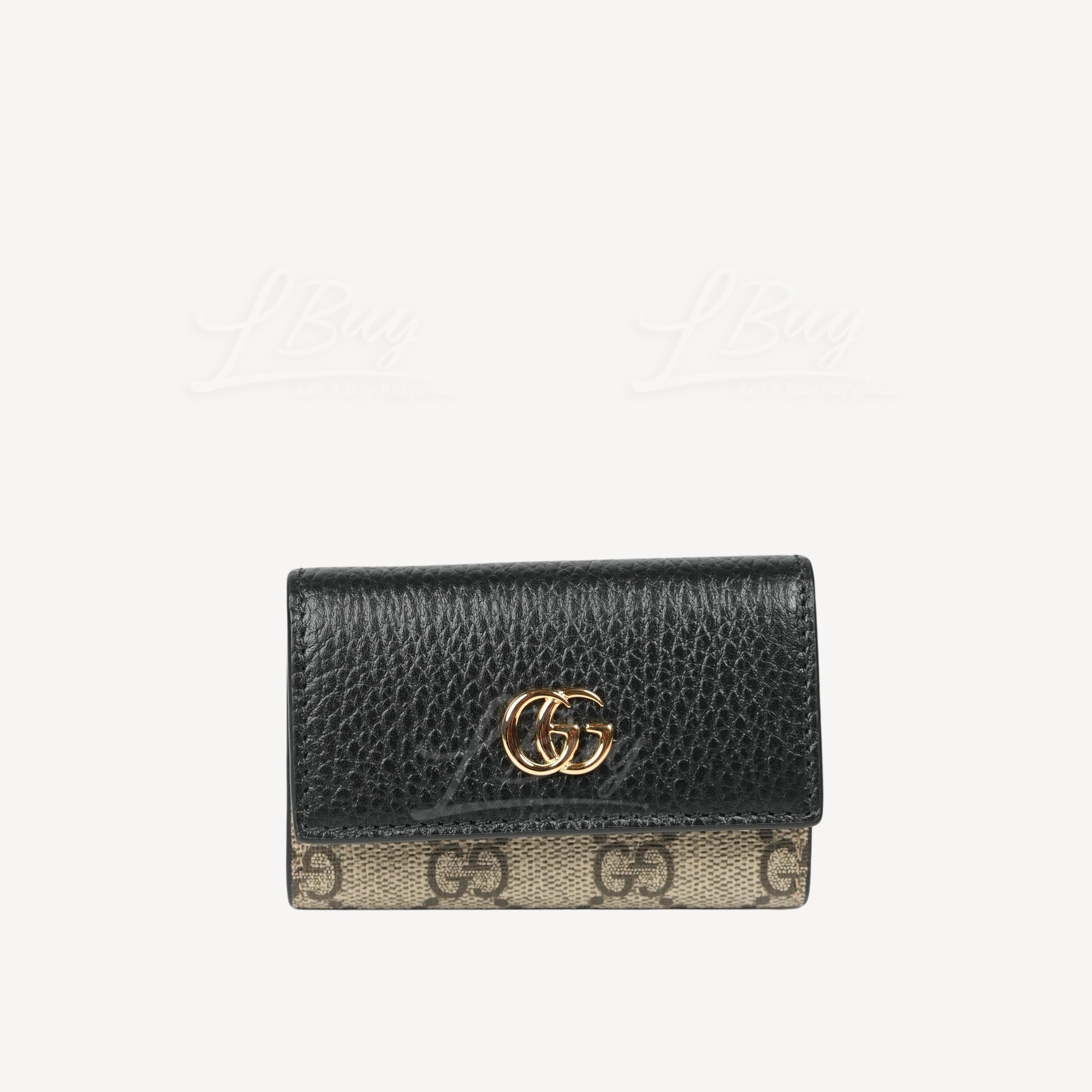 Gucci GG Logo Marmont Leather Key Case Black 456118