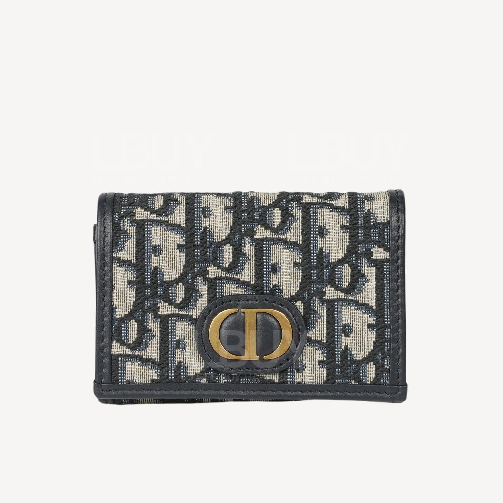 Dior XS 30 Montaigne 藍色Oblique 提花銀包 S2300