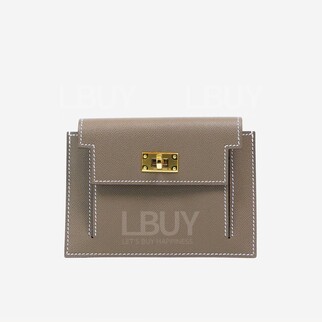 Hermes Kelly Pocket Compact Wallet Etoupe ghw