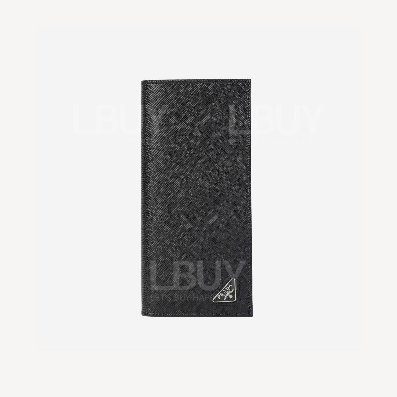 Prada Saffiano 三角形標誌黑色皮革卡槽長型銀包 2MV836
