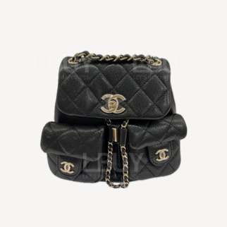 Chanel Duma Backpack 小牛皮金色CC Logo黑色細號背囊背包書包 AS3787