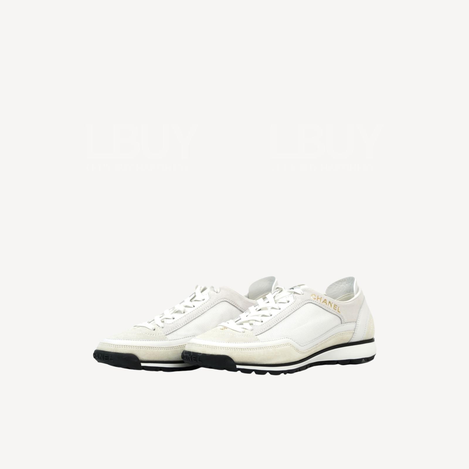 Chanel 白色绒面小牛皮運動鞋 小白鞋G40012