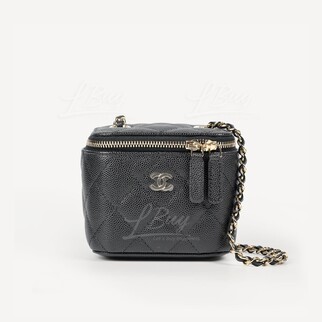 Chanel Grained Calfskin Classic Small Vanity with Chain in Black AP1340