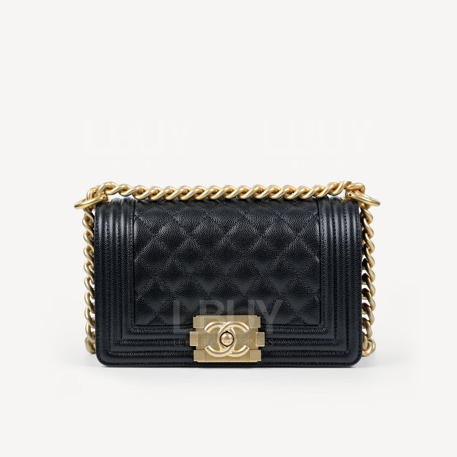 Chanel Boy 金扣 粒紋小牛皮 細號手袋 A67085