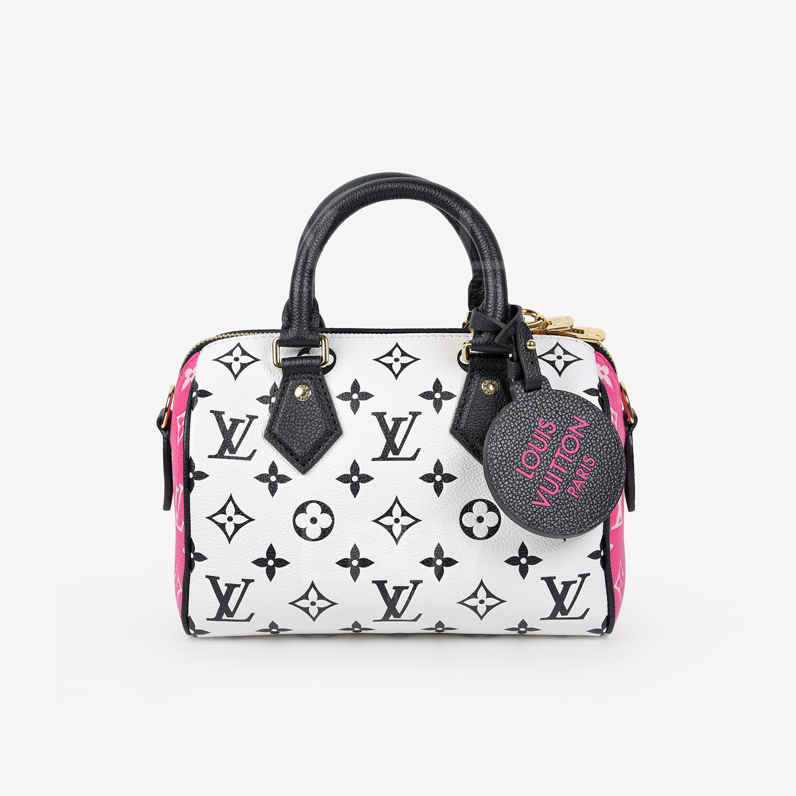 LV SPEEDY BANDOULIèRE 20 手袋斜背袋 黑白粉红并色