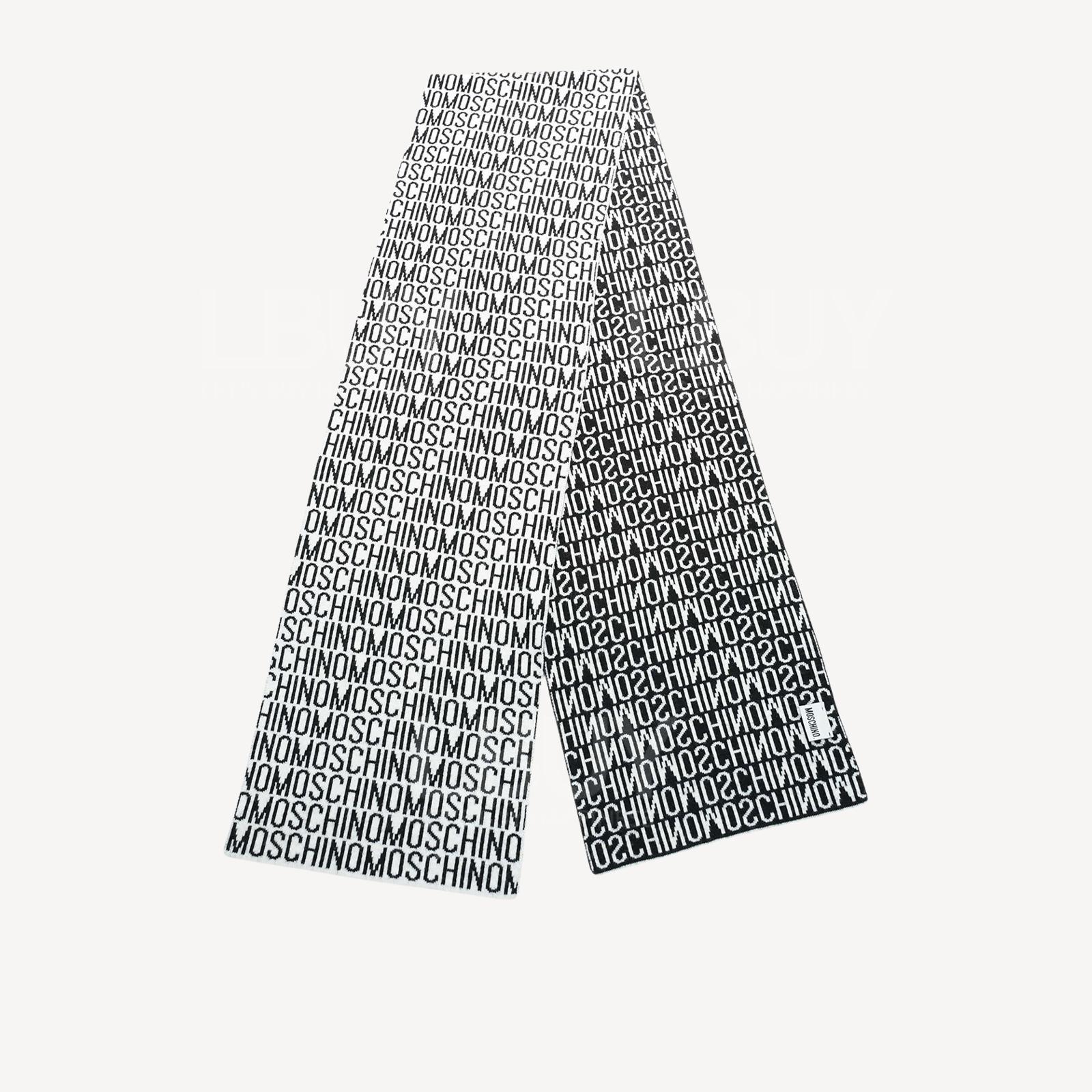Moschino Logo 全羊毛 圍巾/頸巾 黑白色
