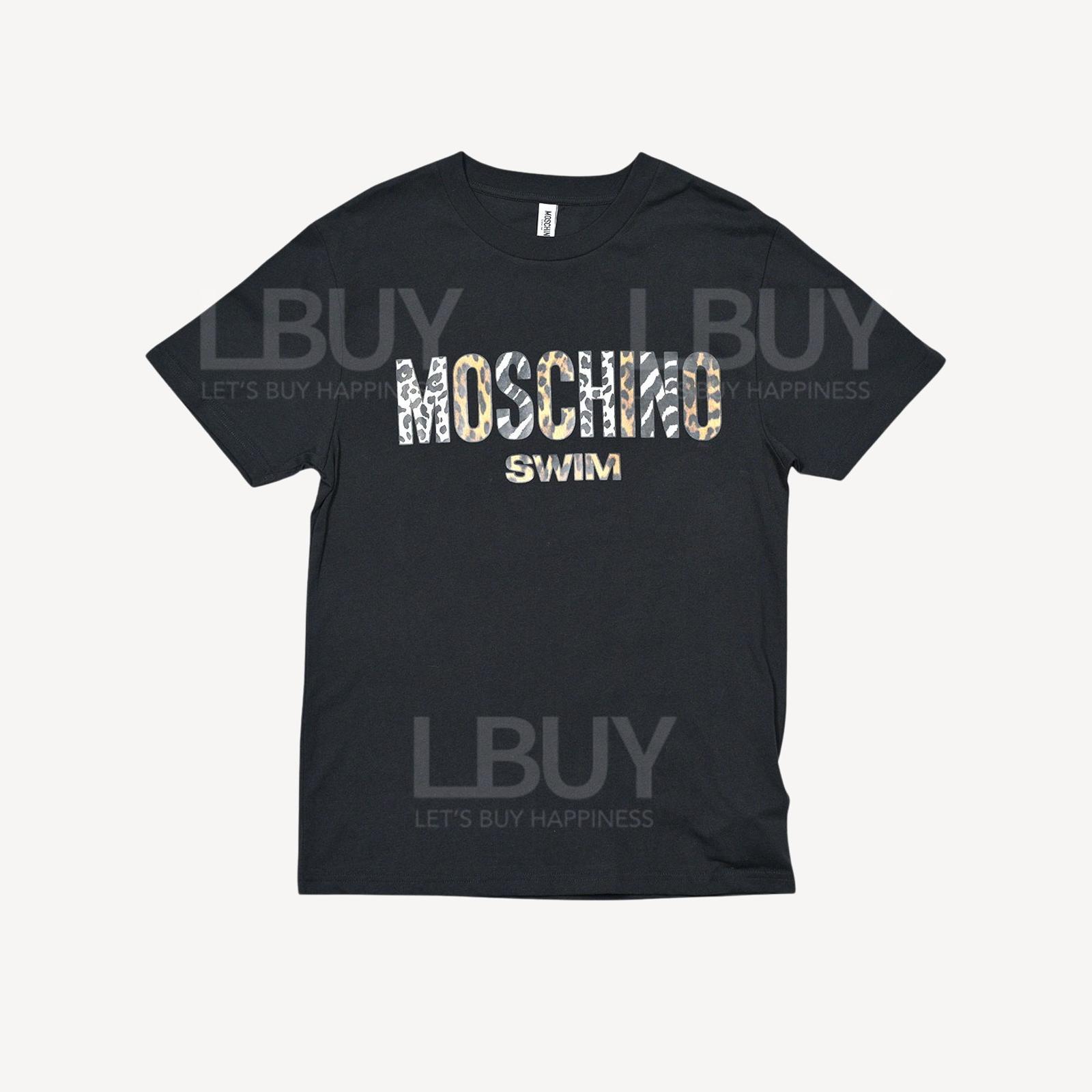 Moschino Swim 豹紋Logo 短袖T恤 黑色