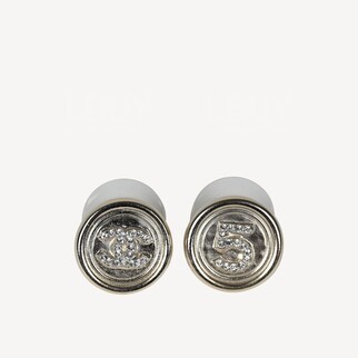 Chanel 金色圓形鈕扣水鑽N°5 CC Logo耳環 AB6222