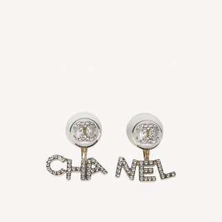 Chanel CC Logo仿珍珠吊墜 耳環 AB6484