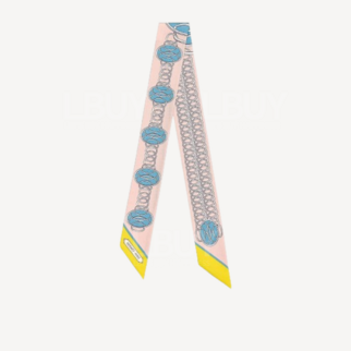 Hermes Lift Profile Twilly 灰粉色 亮黃色