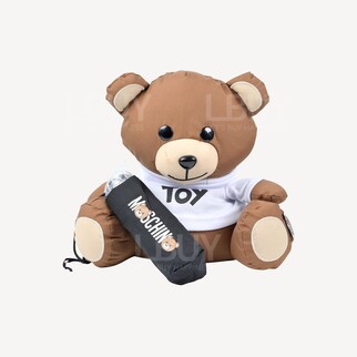 Moschino Logo黑色雨傘 附送Moschino公仔