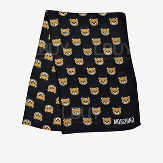 Moschino 泰迪熊圖案 黑色圍巾/頸巾