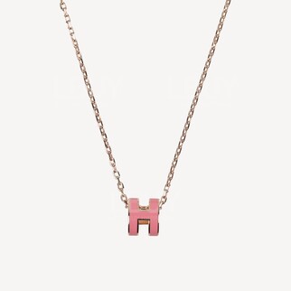 Hermes Mini Pop H Necklace 項鍊 粉紅配玫瑰金色