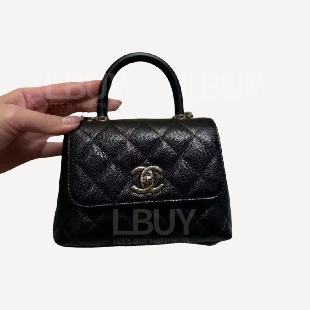 Chanel Coco Handle Super Mini Black Handbag Flap Bag AP4244