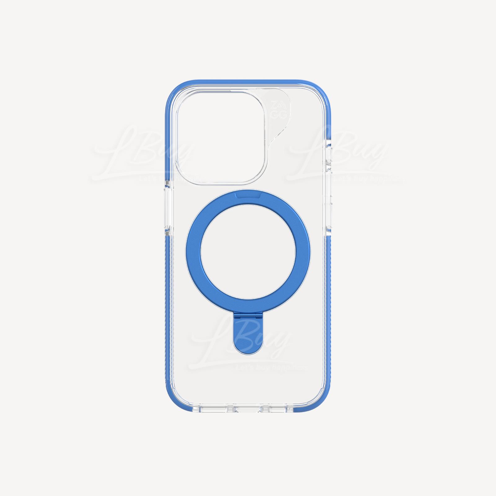 iPhone 15 Pro 防撞抗菌機殻帶支架Santa Cruz Snap(MagSafe)透明藍邊