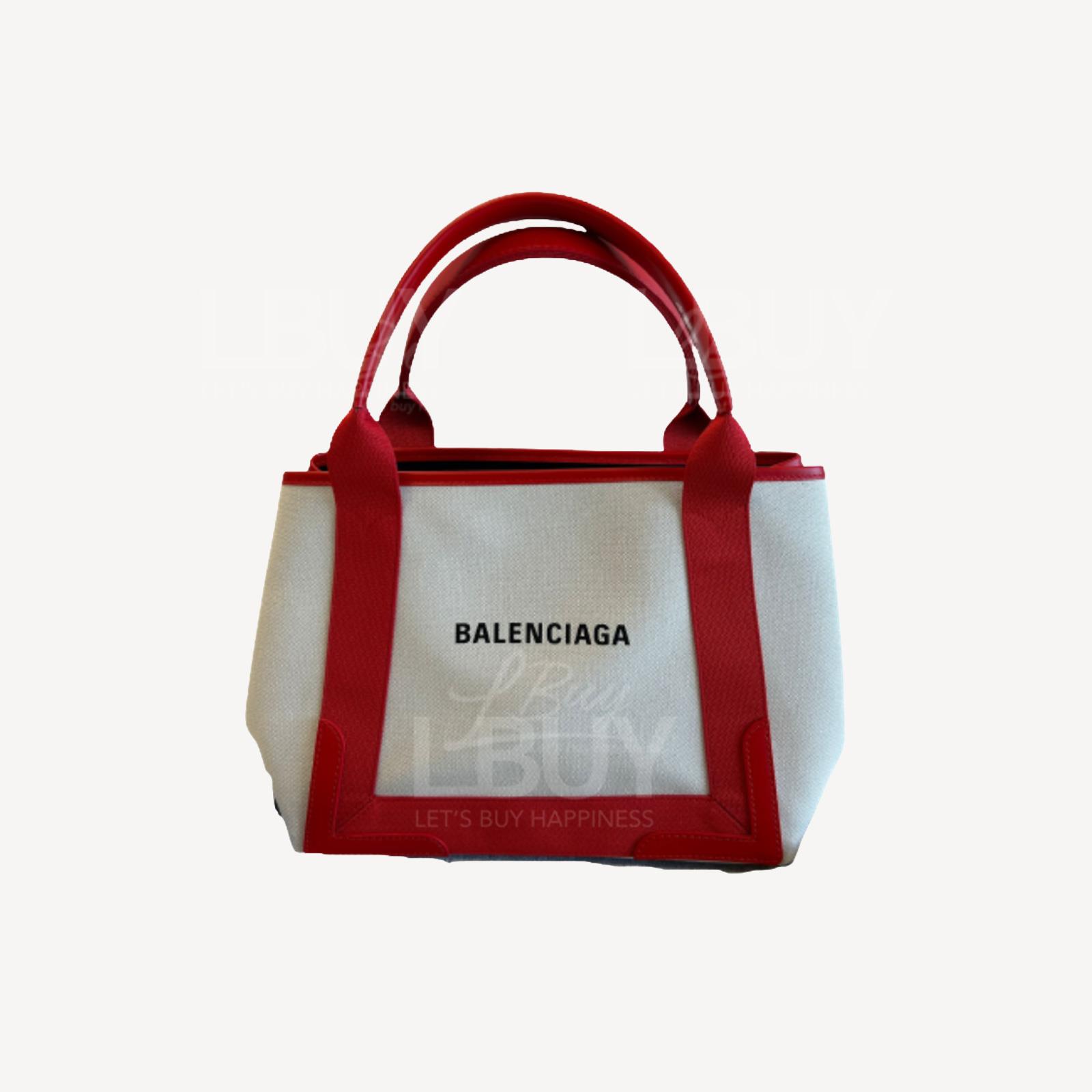 Balenciaga Small Cabas in beige with Red Handle Bag