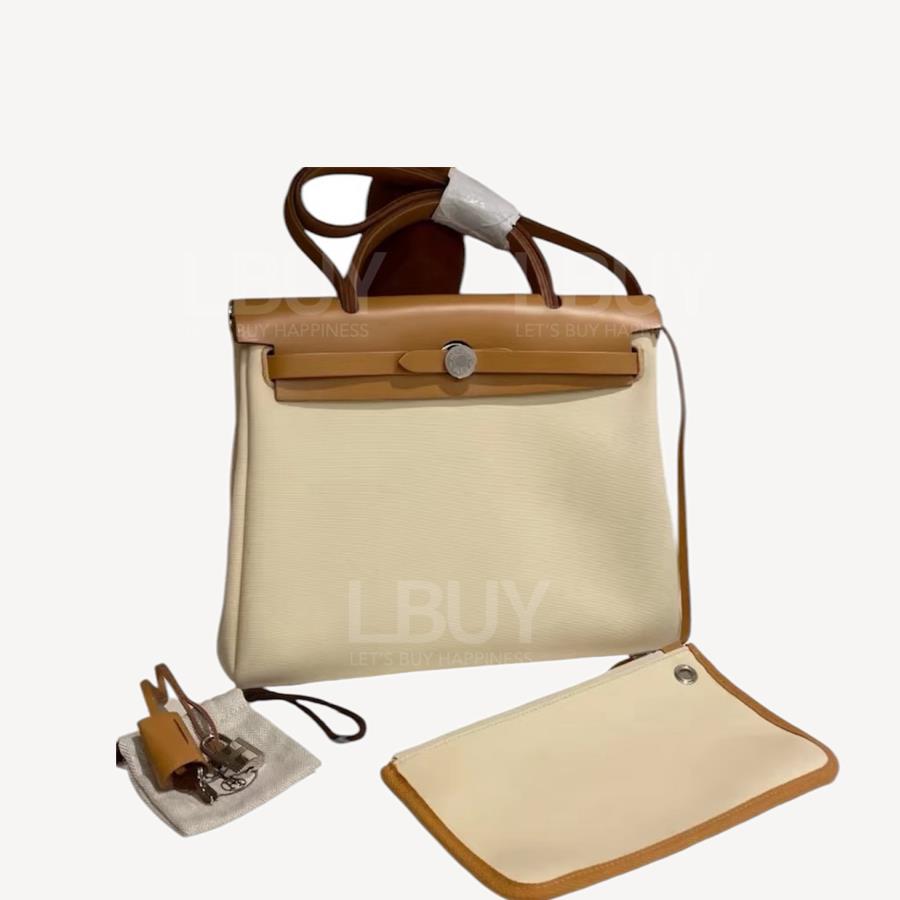 Hermes Herbag Zip 31 Retourne Bag 香草色拼金 銀扣