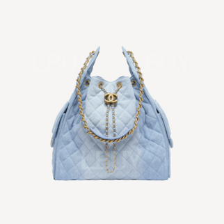 Chanel 25 中型包单肩包 洗水牛仔布蓝色 AS5311