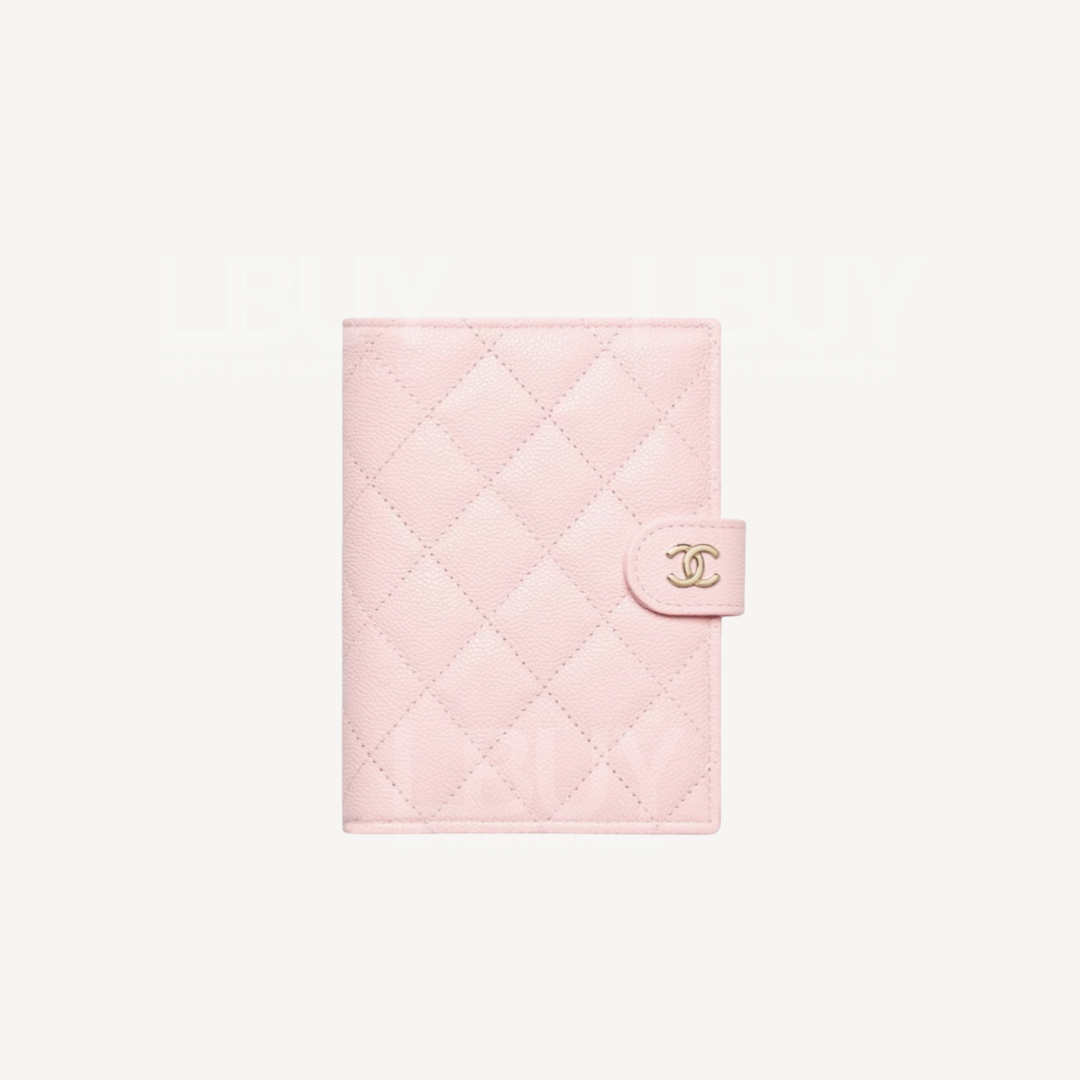 Chanel Pink Grained Calfskin Gold CC Logo Passport Universal Case AP3791