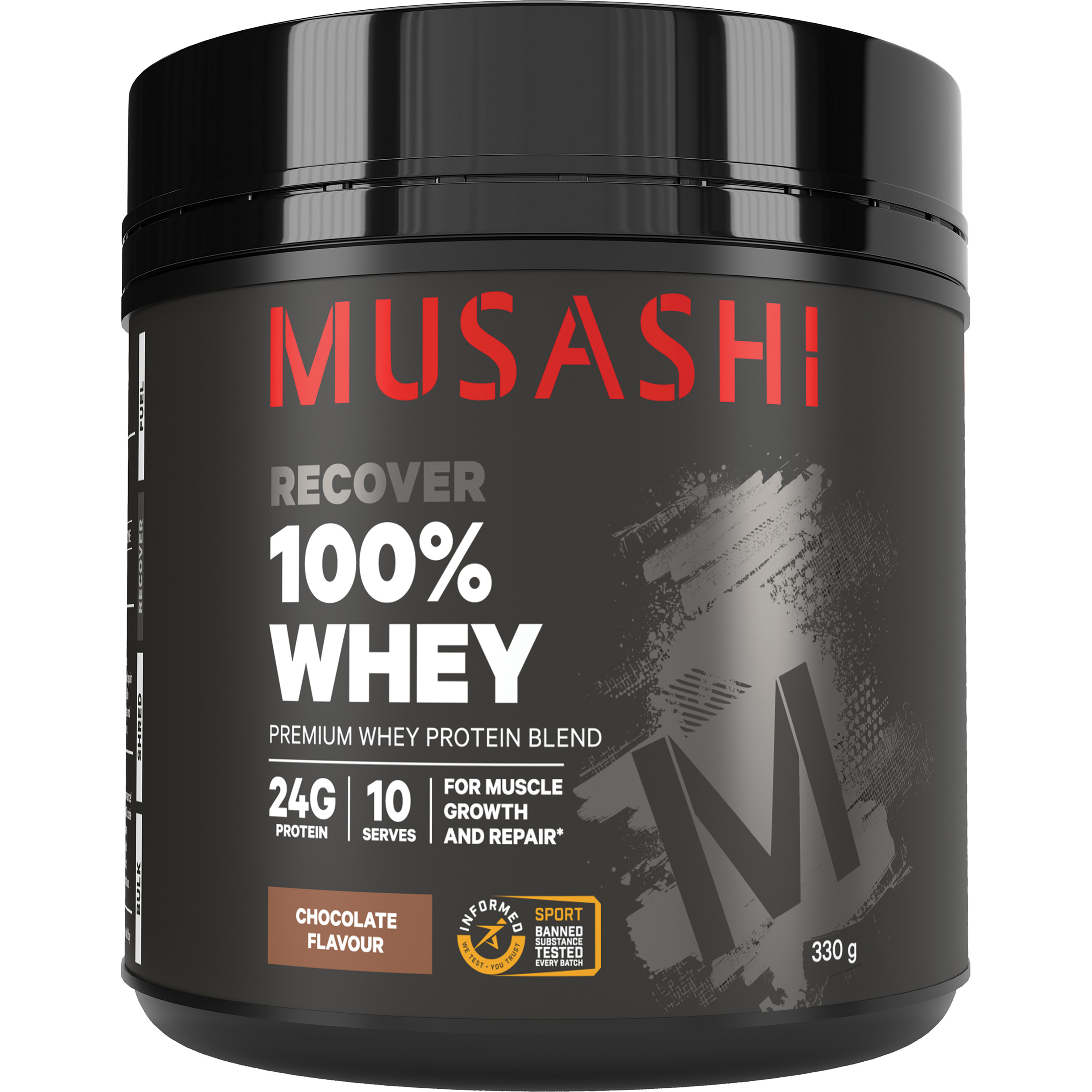 Musashi 100% 乳清蛋白粉 - 朱古力奶昔 330g（恢復）
