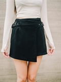  Suede Belted Skirt