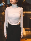   Drawstring Mock-Neck Top 