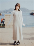 Side Button Slit Sleeveless Dress 