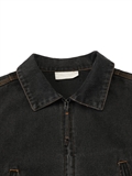 Cropped Zip Up Denim Jacket 