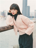 Puffy Sleeves Check Cardigan 