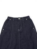 Frayed Hem Contrast Stitched Denim Skirt 