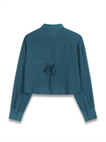 Texture Cropped Shirt With Back Slit 
