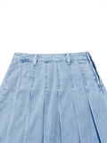 Washed Pleated Denim Skirt 