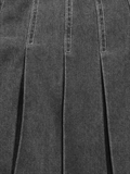 Washed Pleated Denim Skirt 