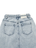  Washed Maxi Denim Skirt