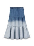 Denim Gradient Tiered Skirt 