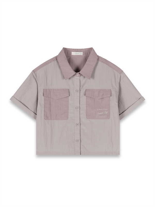 Patch Pockets Colour Block Shirt