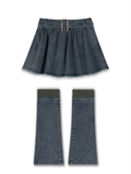  Denim Skirt With Leg Warmers