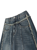  Fringed Edge Denim Skirt