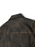  Wash PU Leather Biker Jacket
