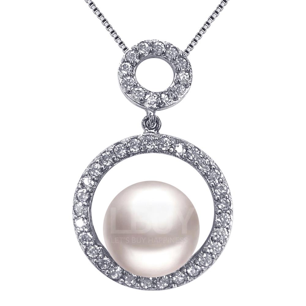 Secret- Cultured Fresh Water Pearl with cz mounted 925 Silver Pendant with Necklace