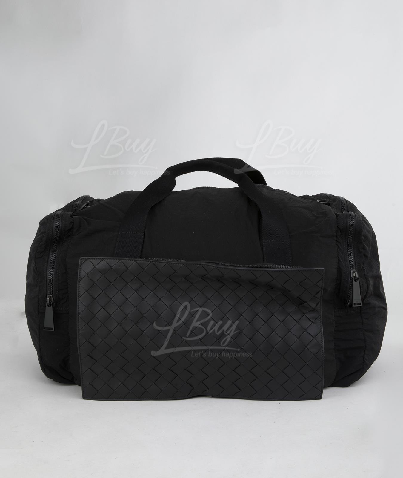 Woven Leather And Nylon Travel Bag