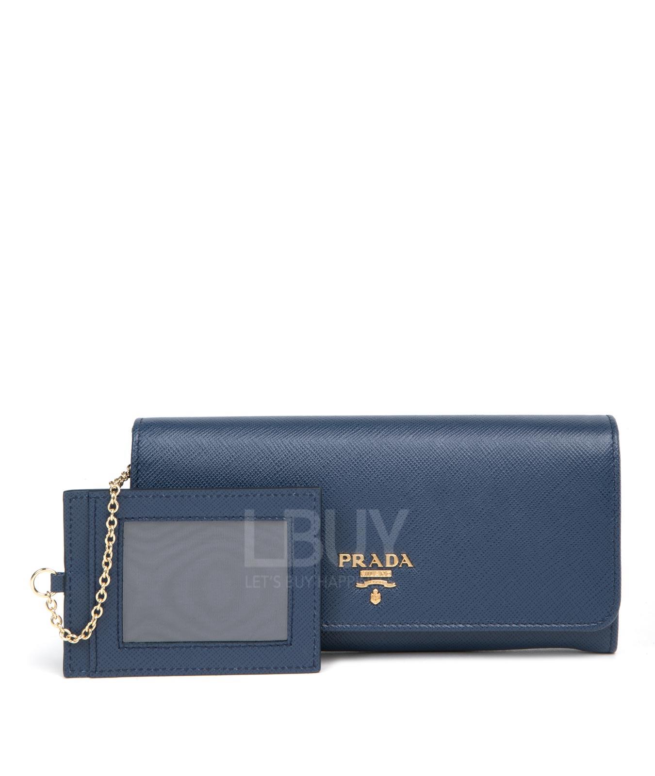 Saffiano Leather Long Fold Wallet