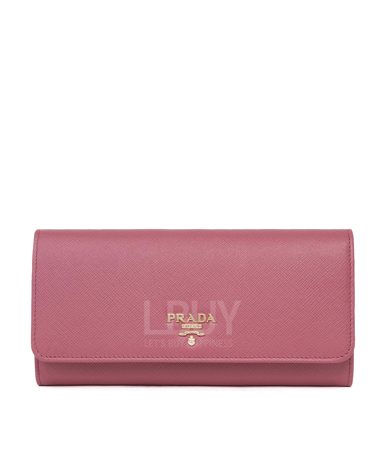 Saffiano Leather Long Fold Wallet