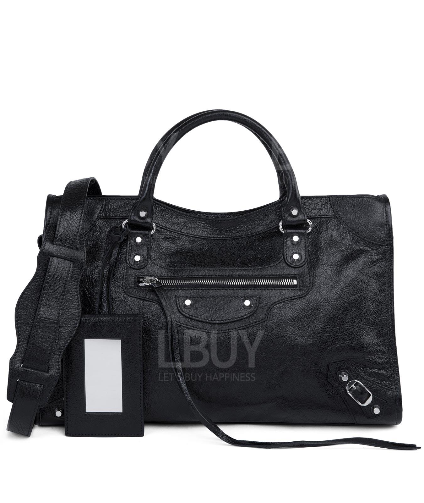 Classic Reporter系列大號銀小扣拉鍊手提單肩包